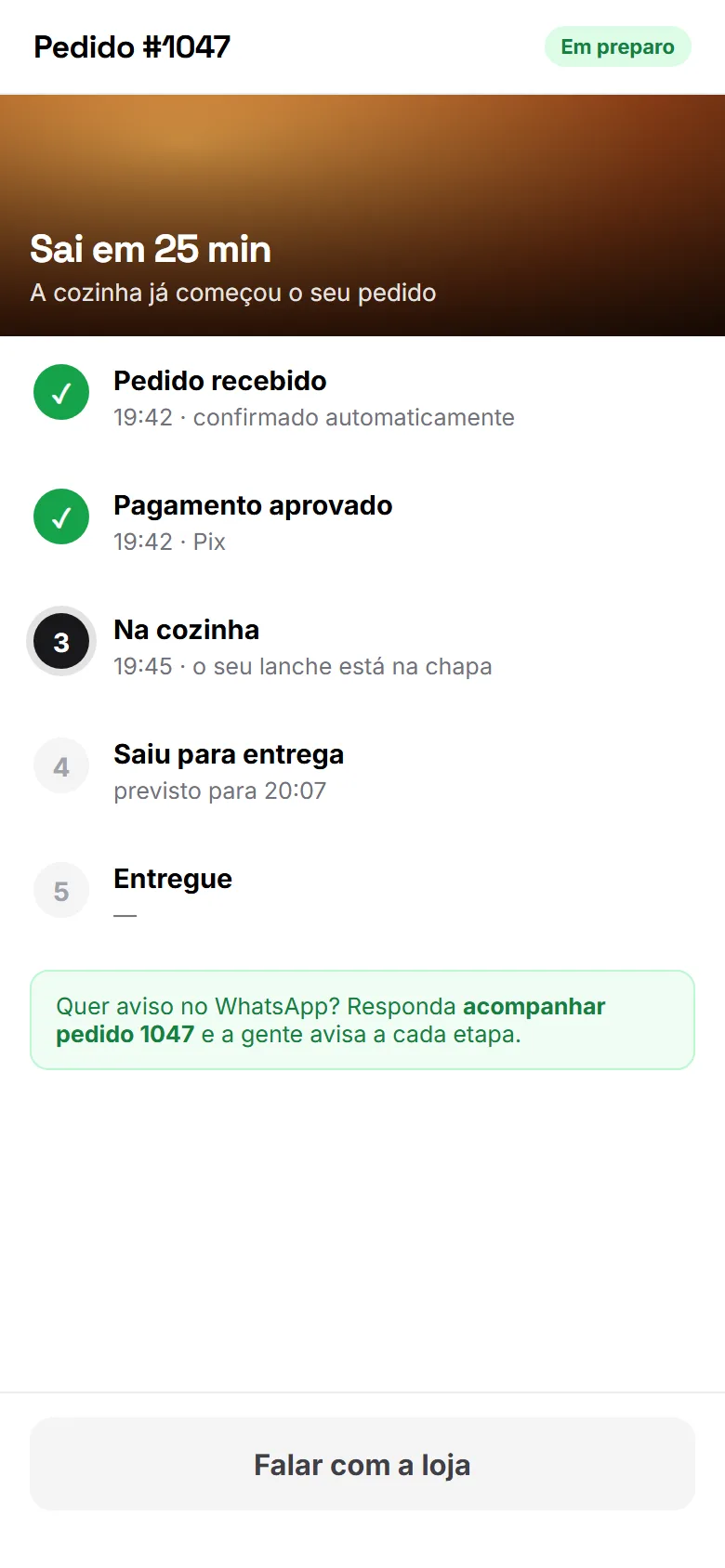 Acompanhamento do pedido